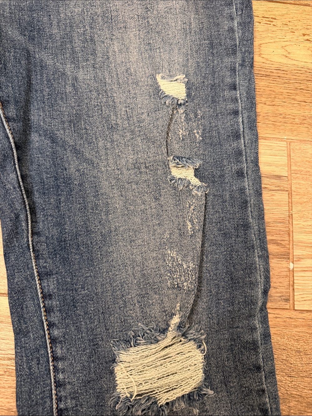 High-Rise Distressed Flare Jeans - Blue - Picture 5 of 12